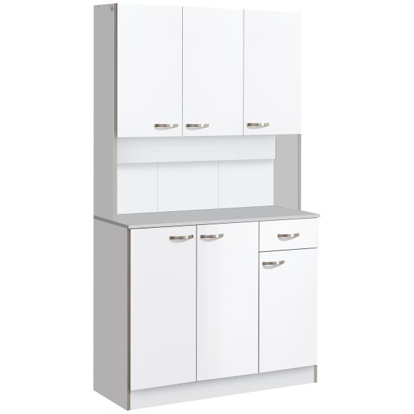 Armário de Cozinha com Prateleira Ajustável para Microondas 101x39x180 cm Branco