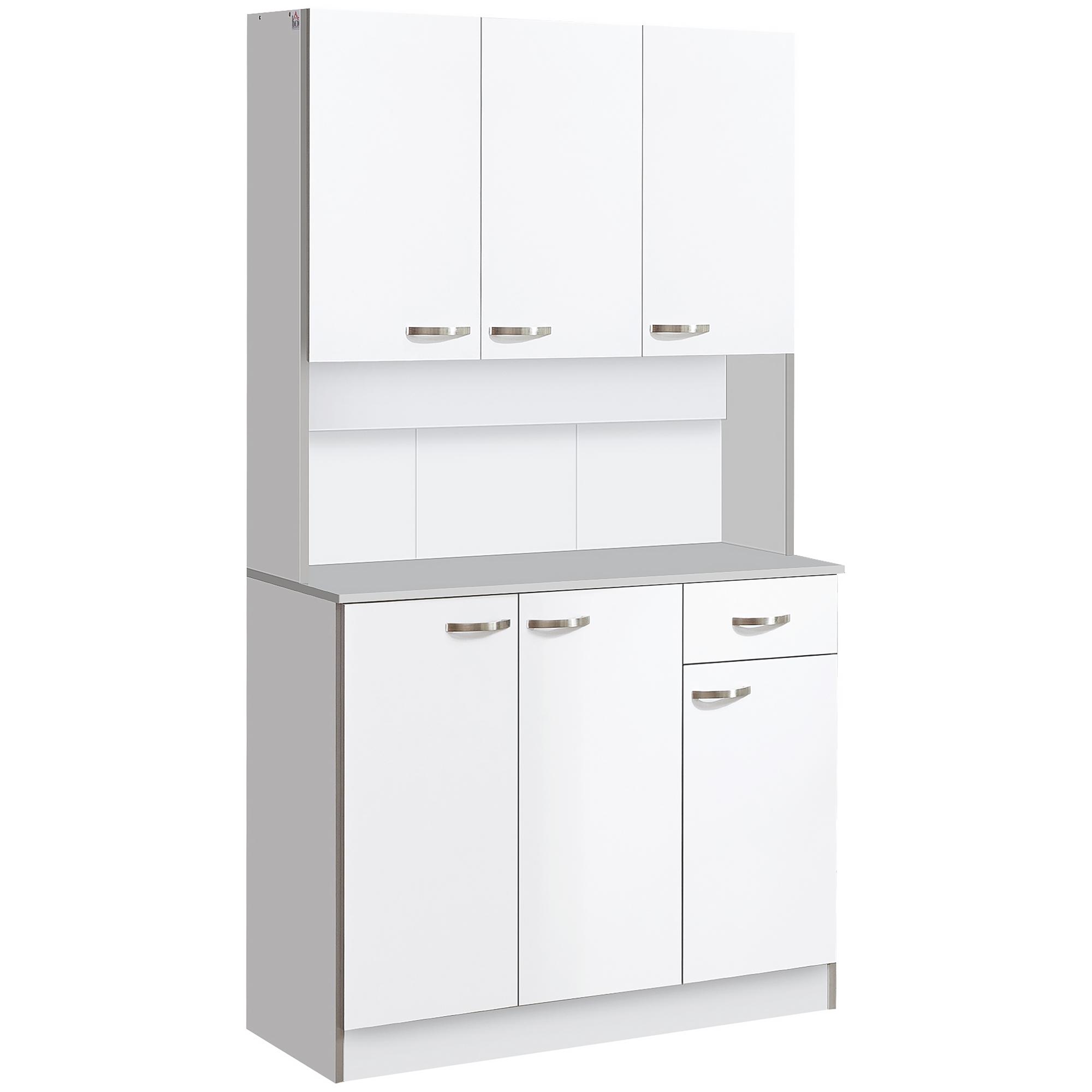 Armário de Cozinha com Prateleira Ajustável para Microondas 101x39x180 cm Branco