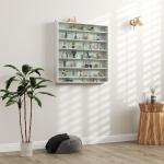 Vitrina de Parede em Madeira com Prateleiras Ajustáveis e 2 Portas Deslizantes de Vidro 80x9,5x83 cm Branco