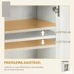 Aparador para Sala de Estar com Portas Duplas Gaveta e Prateleira Ajustável para Cozinha Dormitório 60x30x87,4 cm Branco