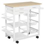 Carrinho de cozinha multifuncional com gavetas Cestas Prateleiras de especiarias Toalheiro Rodas 92x37x82 cm Branco