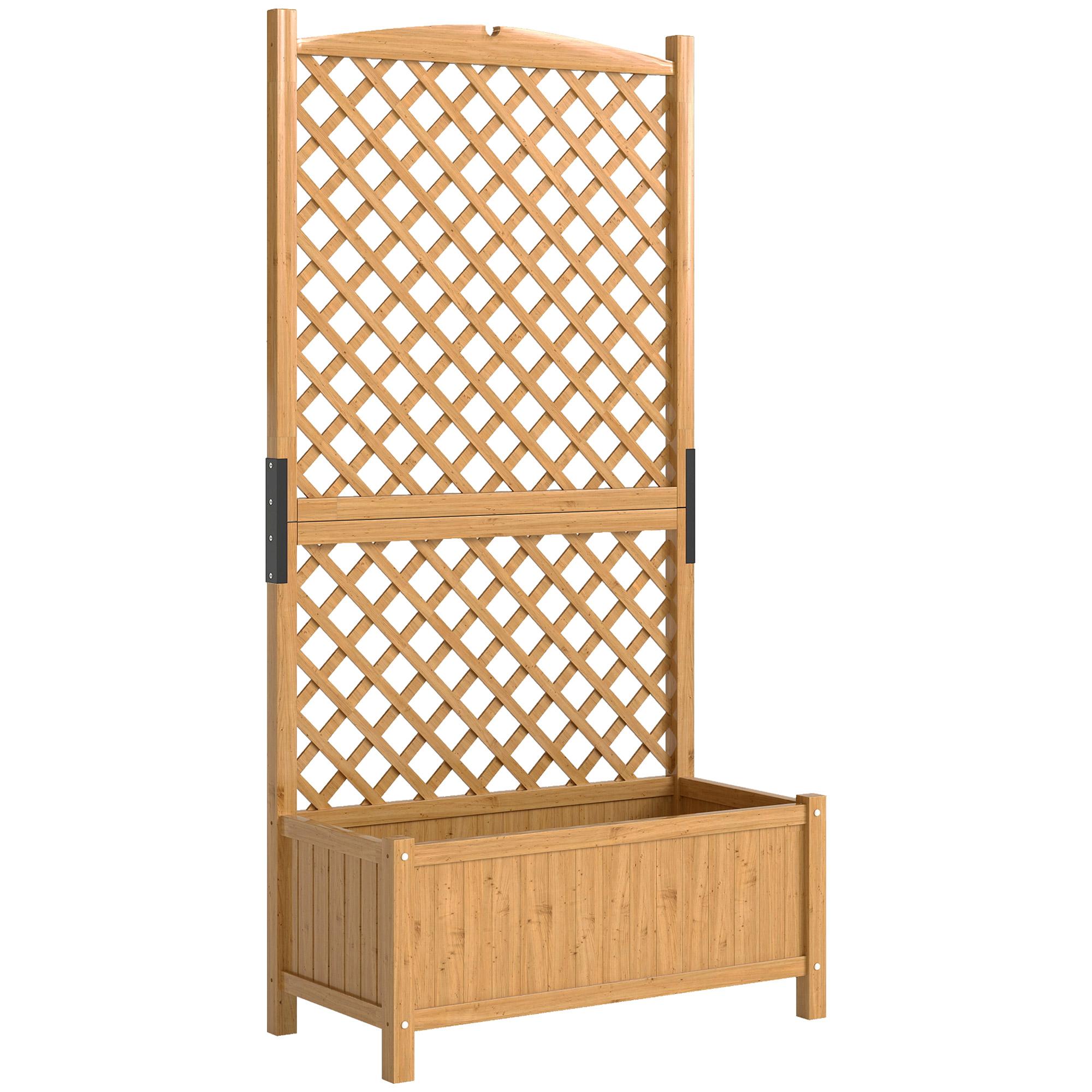 Floreira de Jardim com Treliça Caixa de Plantio com Suporte para Plantas Trepadeiras 90x45x180cm Madeira