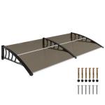 Marquise Exterior para Portas e Janelas 200x96 cm com Barra de Liga de Alumínio, PP e Policarbonato, Castanho