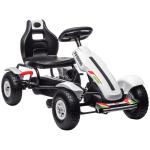 Kart a Pedais para Crianças com Assento Ajustável Pneus de Goma Travão de Mão para Crianças de 5 - 12 Anos 121x58x61 cm Branco