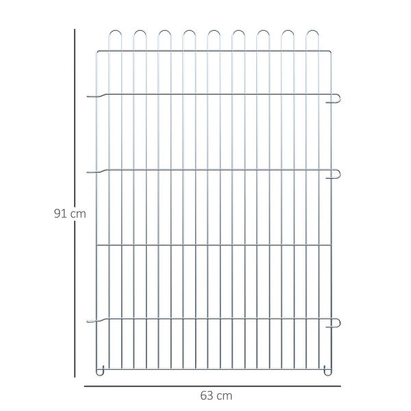 Parque para Animais de Estimação com 8 Paineis 63x91cm Cerca para Animais de Estimação com Porta com Trava para Jardim Pátio Exterior Prata