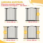 Barreira de Segurança para Cães com Largura Ajustável 74 - 100 cm e Extensões para Escadas e Portas Preto