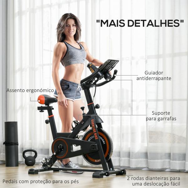 Bicicleta Estática com Resistência Ajustável Volante de Inércia de 8 kg Ecrã LCD Guiador e Assento Ajustável 103x53x100 - 114 cm Preto e Vermelho