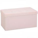 Puff de Arrumação Banco Dobrável 84 L 76x38x38 cm Estofado em Linho Sintético, Baú de Arrumação Rosa