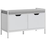 Banco Sapateira para Entrada com Assento Almofadado Amovível para 4 Pares de Sapatos 84x35x50 cm Branco