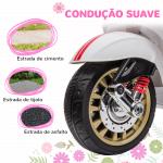 Moto Elétrica para Crianças de 3 - 6 Anos com Licença Vespa com USB MP3 Luz LED Rádio FM Velocidade 3 km/h Carga 35 kg Branco