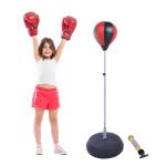 Punching Ball de Boxe com Altura Ajustável Base Recarregável e Luvas para Adolescentes Ø43x125 - 145 cm Vermelho e Preto