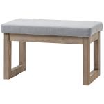 Pousa - pés para Sala de Estar, Banco Baixo Estofado em Linho Sintético com Estrutura de Madeira, Cinzento