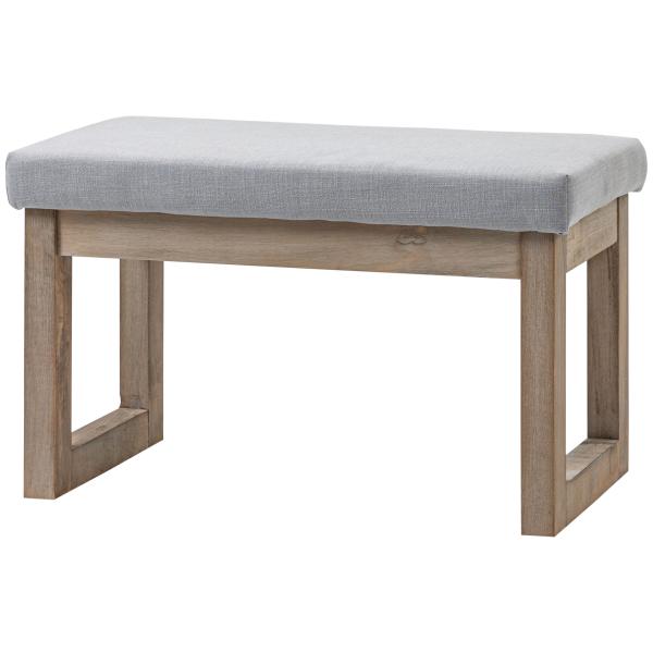 Pousa - pés para Sala de Estar, Banco Baixo Estofado em Linho Sintético com Estrutura de Madeira, Cinzento