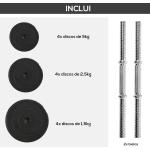 Conjunto de Halteres Pesos Fitness 40kg Ajustável Musculação com Barra de Aço e Discos para Ginásio Casa Preto e Prata