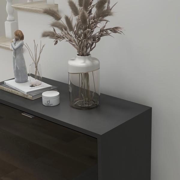 Armário de Sapatos Moderno Sapateira para Corredor Entrada com 6 Prateleiras de Armazenamento Espaço de Exibição 60x26x124cm Preto