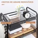 Carrinho de Cozinha em Aço com 3 Cestos e Rodas, Suporta 9 kg, Cozinha, Casa de Banho e Lavandaria 45x26,5x63 cm, Preto