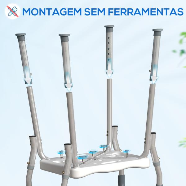 Banco de Duche com Altura Ajustável Banco de Duche de Alumínio Antiderrapante para Idosos e Descapacitados 52x45x57 - 69 cm Azul