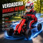 Go Kart Elétrico para Crianças Kart a Bateria 12V Velocidade Ajustável 3 - 5 km/h e Cinto de Segurança 100x58x58,5 cm Vermelho