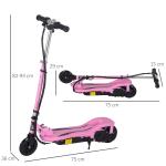 Trotinete Elétrico Dobrável para Crianças de 7 - 14 anos Suporta até 50kg com Altura Ajustável 75x36x82 - 93cm Rosa