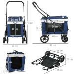 Carrinho para Animais de Estimação Carrinho para Cães Dobrável com Compartimento Desmontável 4 Portas 81x58x97,5 cm Azul