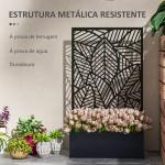 Biombo de Exterior com Floreira de Metal Floreira de Parede ou Independente para Cultivos 61x23x113 cm Preto