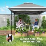 Tenda Dobrável 3,3x3,3 m Pop - up Altura Ajustável Teto Duplo Mosquiteiras Removíveis e Bolsa de Transporte Anti - UV Cinzento