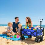 Carrinho de Transporte Dobrável para Jardim com Guiador Telescópico Capacidade 100 kg 99x57x77 - 100 cm Azul Escuro