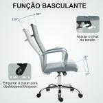 Cadeira de Escritório Giratoria 360° Inclinável com Altura Ajustável Rodas Apoio de Braços 54x62x104 - 114 cm Cinzento Claro