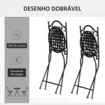 Conjunto de 2 Cadeiras Dobráveis de Jardim Cadeiras com Mosaico Carga Máxima 120 kg 50x40x94,5 cm Preto