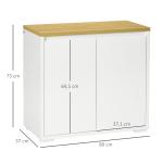 Aparador de Sala de Estar Armário de Armazenamento com 2 Portas e Prateleira Ajustável 80x37x75 cm Branco e Madeira