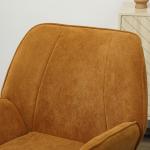 Poltrona Sala de Estar Moderna Poltrona de Leitura com Assento Largo e Acolchoado Estofada em Veludo Pés de Metal 70x67,5x87 cm Marrom
