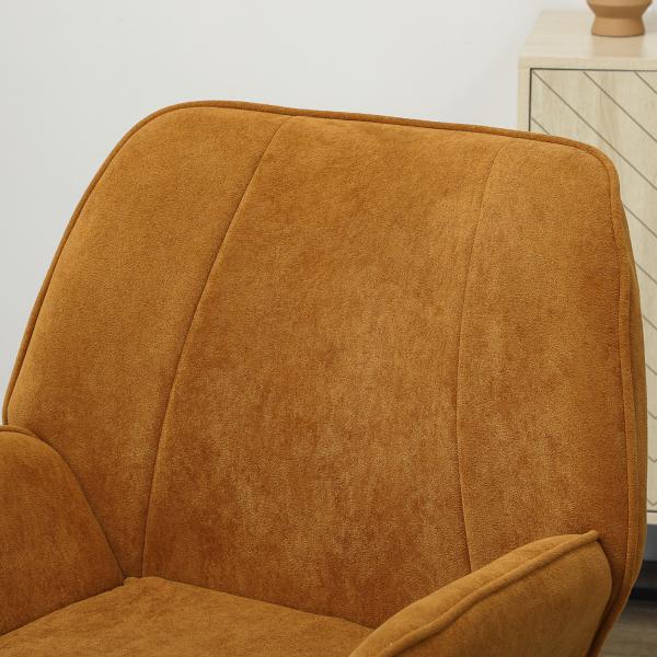Poltrona Sala de Estar Moderna Poltrona de Leitura com Assento Largo e Acolchoado Estofada em Veludo Pés de Metal 70x67,5x87 cm Marrom
