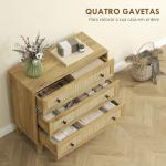 Cómoda com 3 Gavetas Cómoda de Madeira com Gavetas de Vime e Pés Elevados 80x35x76 cm Madeira