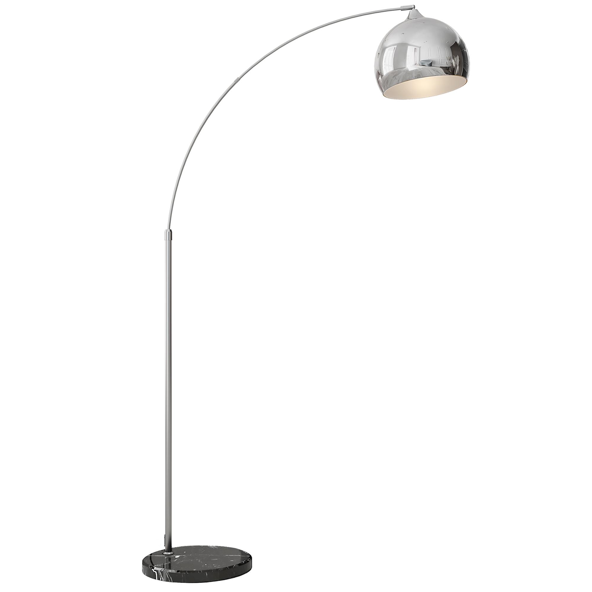 Candeeiro de Pé em Forma de Arco com Altura e Comprimento Ajustáveis com Interruptor de Pé 110 - 115x30x170 - 180 cm Prata e Preto