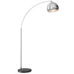 Candeeiro de Pé em Forma de Arco com Altura e Comprimento Ajustáveis com Interruptor de Pé 110 - 115x30x170 - 180 cm Prata e Preto
