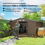Abrigo de Jardim Exterior para Armazenamento de Ferramentas com 4 Janelas 12,4 m² 340x386x200 cm Castanho