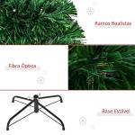Árvore de Natal Artificial 120 cm com Fibra Óptica e Suporte Metálico Decoração de Natal Ø60x120 cm Verde
