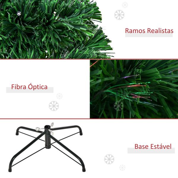 Árvore de Natal Artificial 120 cm com Fibra Óptica e Suporte Metálico Decoração de Natal Ø60x120 cm Verde