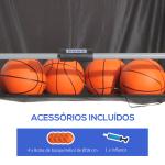 Conjunto de tabelas de Basquetebol Dobráveis e Portáteis de aço Cor Preto e Branco 205x110x205 cm
