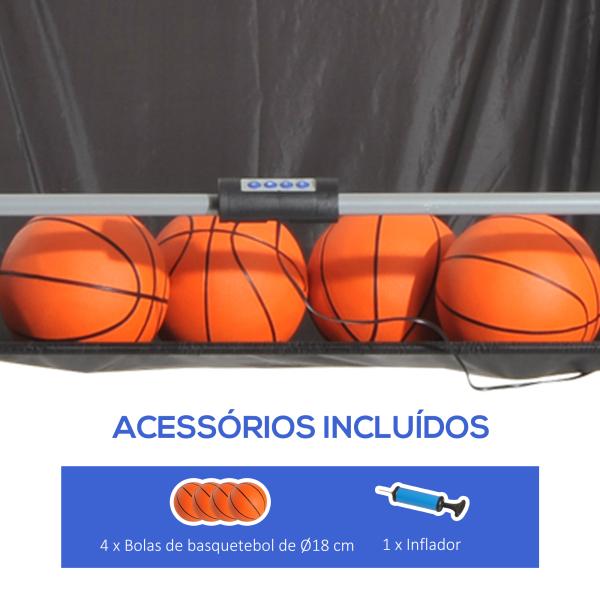 Conjunto de tabelas de Basquetebol Dobráveis e Portáteis de aço Cor Preto e Branco 205x110x205 cm