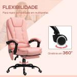 Cadeira de Massagem com 7 Pontos de Massagem Reclinável com Apoio para os Pés e Controlo Remoto 67x67x111 - 121 cm Rosa