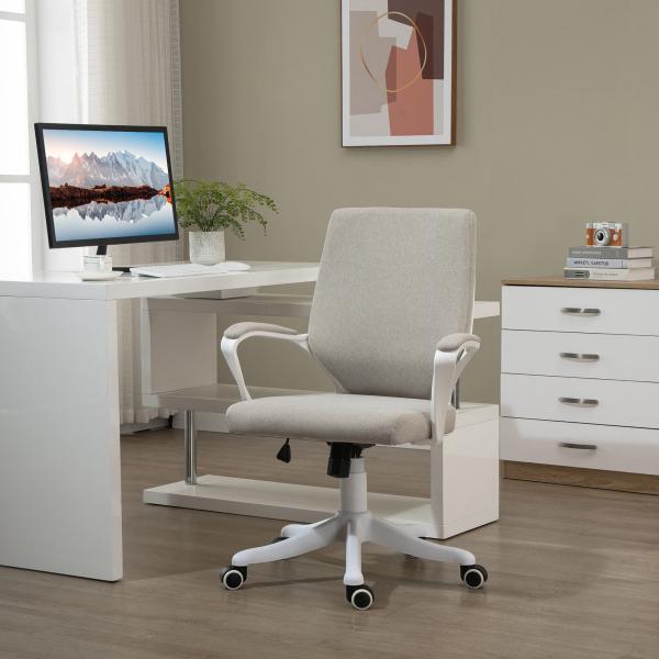 Cadeira de Escritório Ergonómica Giratória e com Altura Ajustável e Suporte Lombar 62x69x92 - 100 cm Bege
