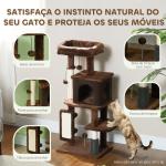 Arranhador para Gatos Grande Altura 104 cm com Plataformas Postes com Escova Bolas Suspensas e Almofadas para Arranhar Marrom