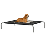 Cama Elevada para Animais de Estimação Cama para Cães e Gatos Desmontável Tecido Textilene Exterior Jardim Terraço 110x75x20 cm Preto