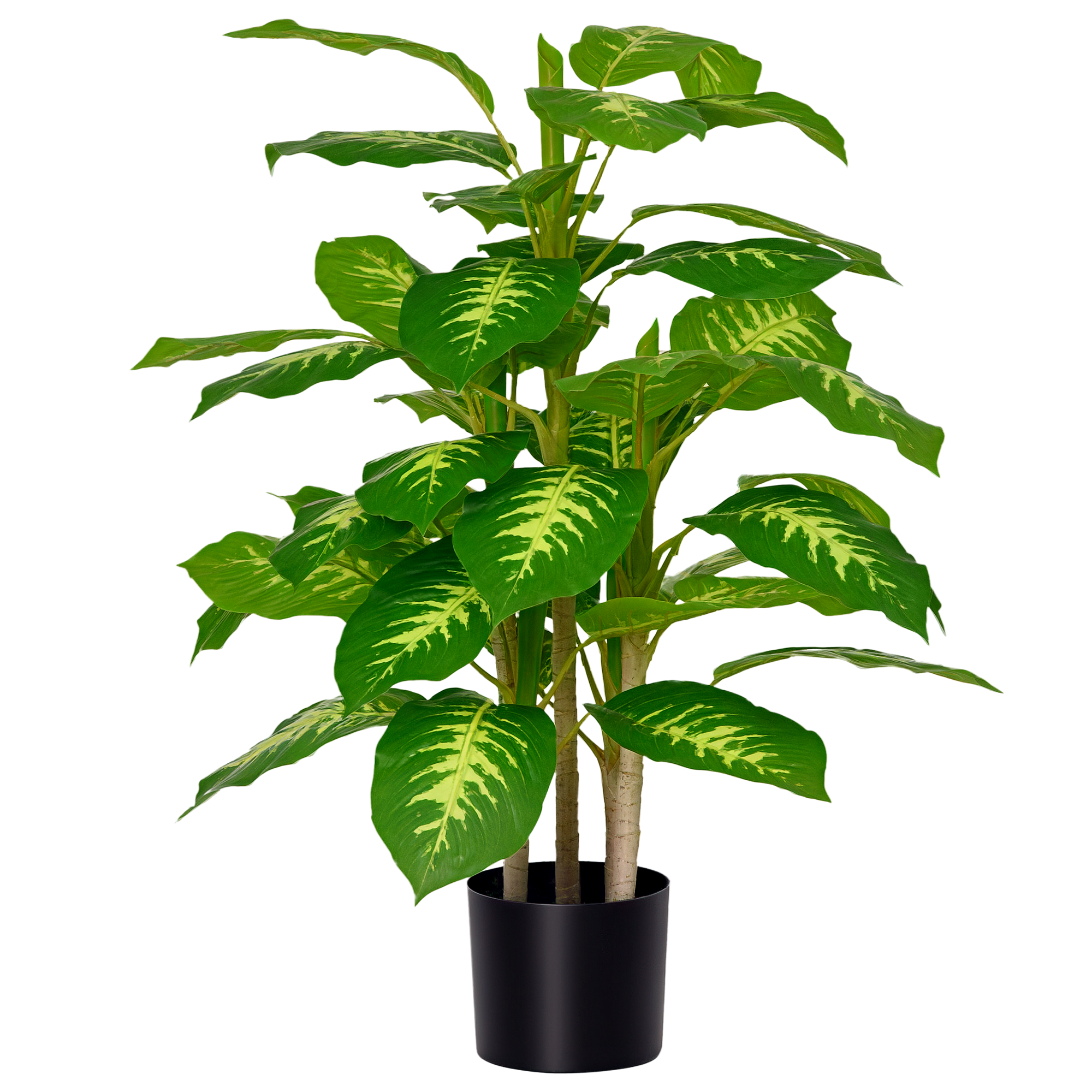 Planta Artificial Aglaonema Planta Sintética de 95cm com 42 Folhas e Vaso de Cimento Decoração para Casa e Exterior Verde