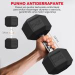 Haltere Hexagonal 20 kg de Ferro Fundido Pesos de Metal Revestidos de Borracha para Treino em Casa Ginásio 35,6x16,6x16,6 cm Preto