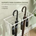 Suporte para Guarda - Chuva Moderno Retangular com 24 Ganchos 21 Espaços e Bandeja Recolhedora de Gotas 50x24x68 cm Branco