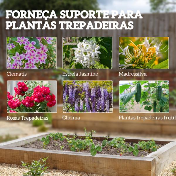 Conjunto de 2 Treliças de Jardim Suportes para Trepadeiras de Aço para Flores e Plantas no Jardim 50x180 cm Preto
