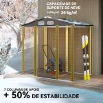 Abrigo de Jardim 2,27 m² 190x131x188 cm com 2 Ventilações Porta com Fechadura para Armazenamento de Ferramentas Cinza
