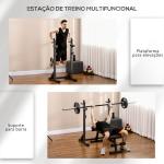 Suporte para Barras de Pesos com Largura e Altura Ajustáveis Suporte de Musculação com Estrutura de Aço 60 - 87x65x121 - 158 cm Preto